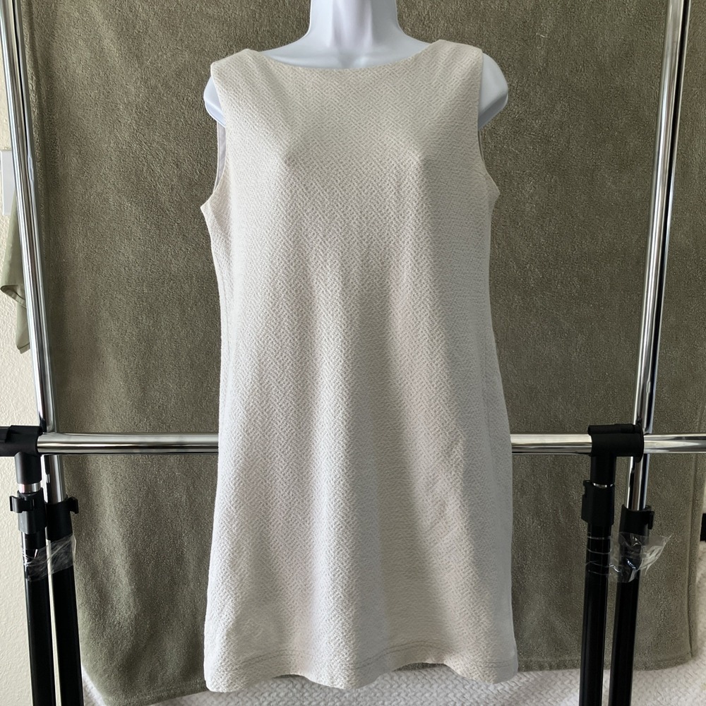 Eileen Fisher Tank Dress Womens Small Petite White Capsule Minimalist Coastal‎